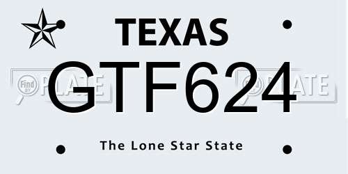 GTF624 Texas License Plate