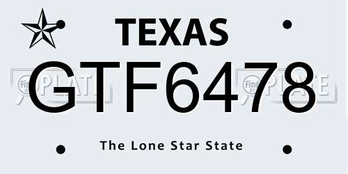 GTF6478 Texas License Plate