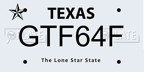 GTF64F Texas License Plate