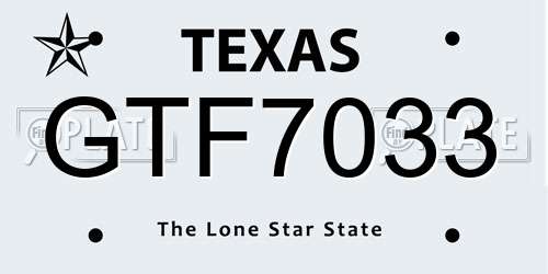 GTF7033 Texas License Plate