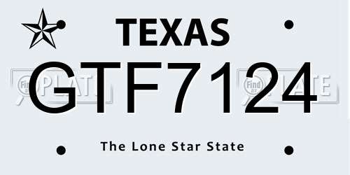 GTF7124 Texas License Plate