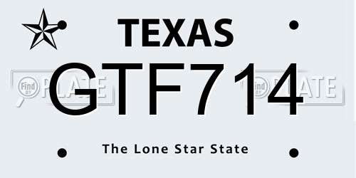 GTF714 Texas License Plate