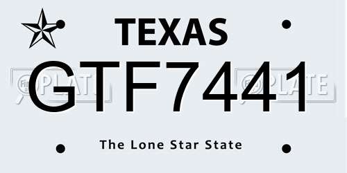 GTF7441 Texas License Plate