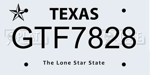 GTF7828 Texas License Plate
