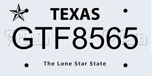 GTF8565 Texas License Plate