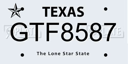 GTF8587 Texas License Plate