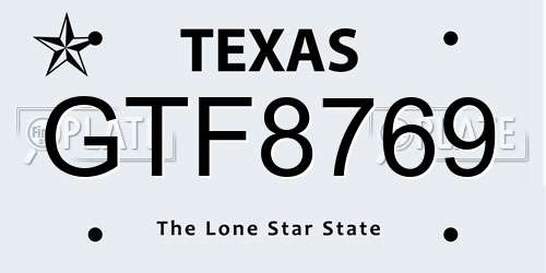 GTF8769 Texas License Plate