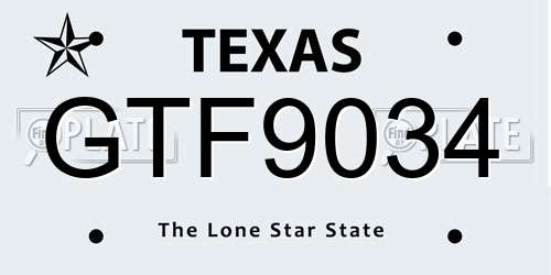 GTF9034 Texas License Plate