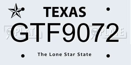 GTF9072 Texas License Plate