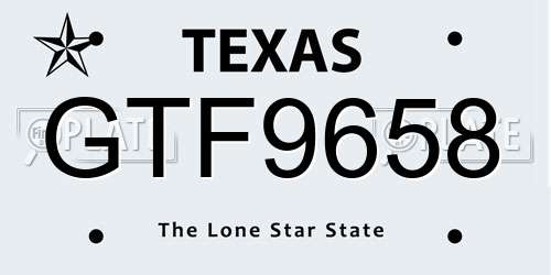 GTF9658 Texas License Plate