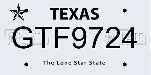 GTF9724 Texas License Plate
