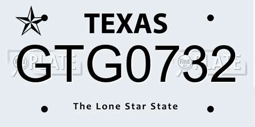GTG0732 Texas License Plate