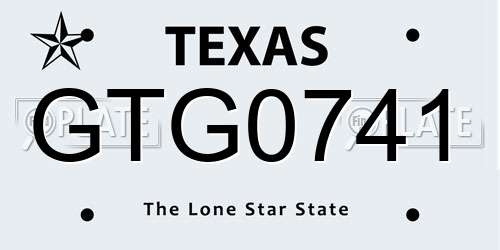 GTG0741 Texas License Plate
