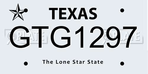 GTG1297 Texas License Plate