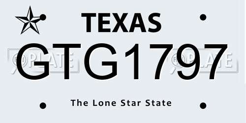 GTG1797 Texas License Plate