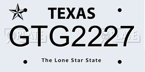 GTG2227 Texas License Plate