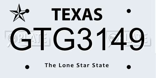 GTG3149 Texas License Plate
