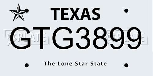 GTG3899 Texas License Plate