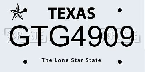 GTG4909 Texas License Plate