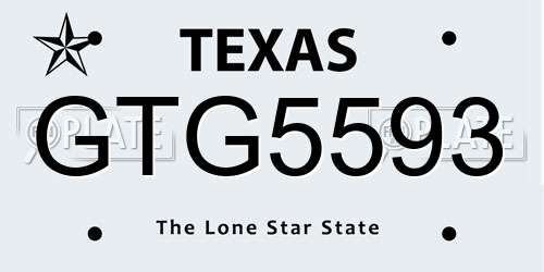 GTG5593 Texas License Plate