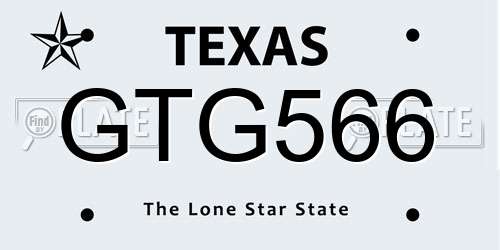 GTG566 Texas License Plate
