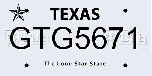 GTG5671 Texas License Plate