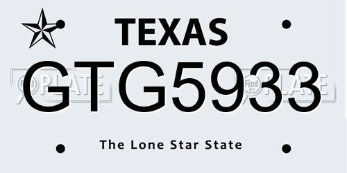 GTG5933 Texas License Plate
