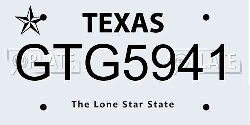 GTG5941 Texas License Plate