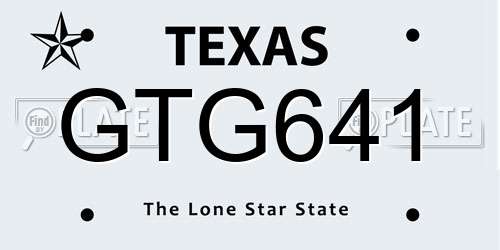 GTG641 Texas License Plate