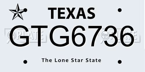 GTG6736 Texas License Plate