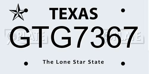 GTG7367 Texas License Plate
