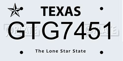 GTG7451 Texas License Plate