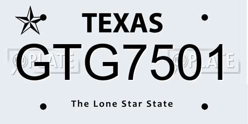 GTG7501 Texas License Plate