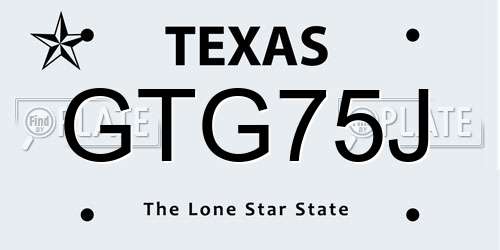 GTG75J Texas License Plate