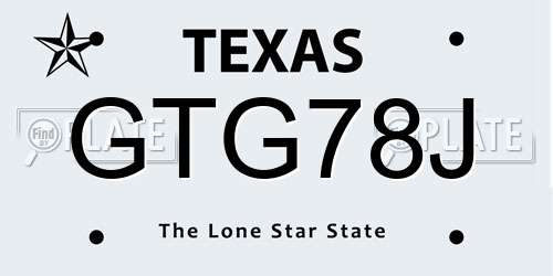 GTG78J Texas License Plate