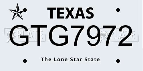 GTG7972 Texas License Plate