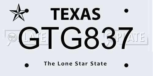 GTG837 Texas License Plate