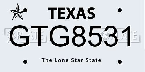 GTG8531 Texas License Plate