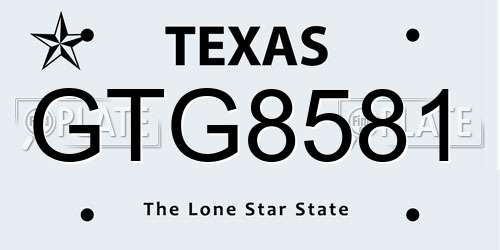 GTG8581 Texas License Plate