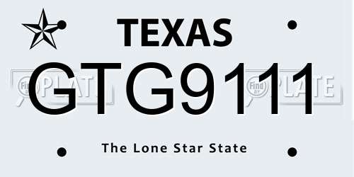 GTG9111 Texas License Plate