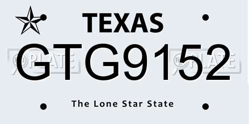 GTG9152 Texas License Plate