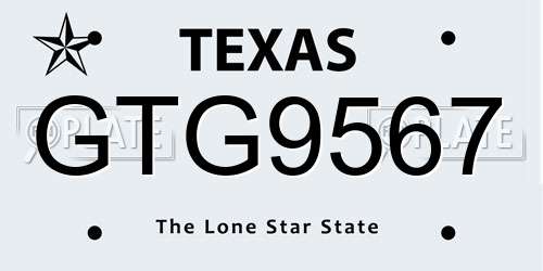 GTG9567 Texas License Plate