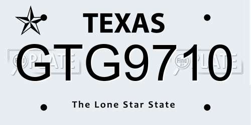 GTG9710 Texas License Plate
