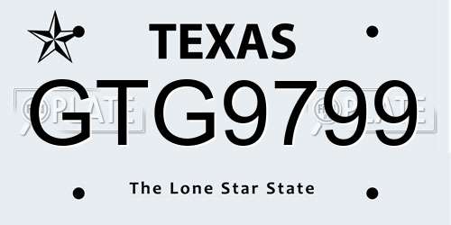 GTG9799 Texas License Plate