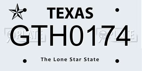 GTH0174 Texas License Plate