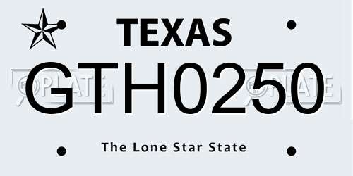GTH0250 Texas License Plate