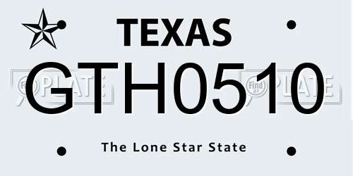 GTH0510 Texas License Plate