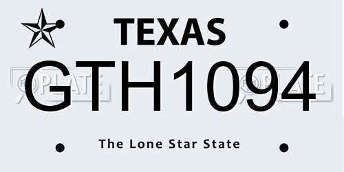 GTH1094 Texas License Plate