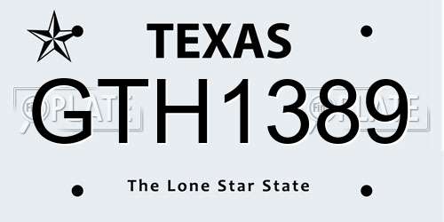 GTH1389 Texas License Plate