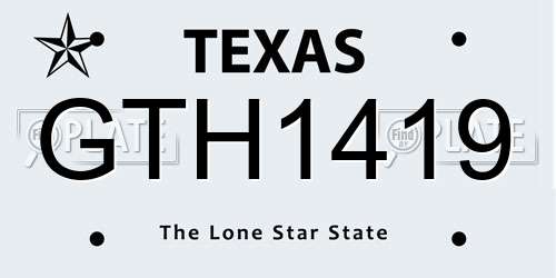 GTH1419 Texas License Plate